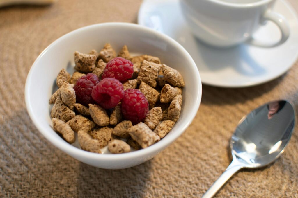 tournament nutrition bowl of cereals with raspberries