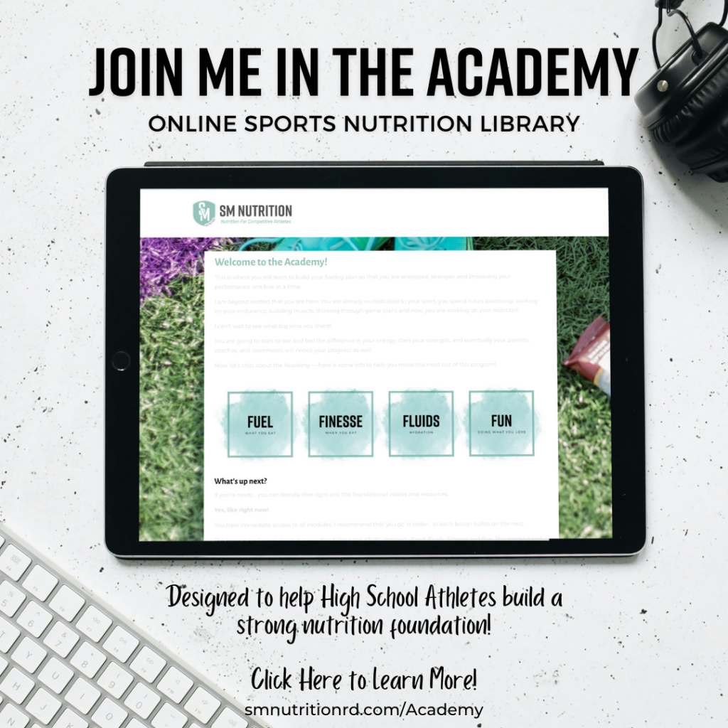 Academy sports nutrition library for high school athletes energy dense